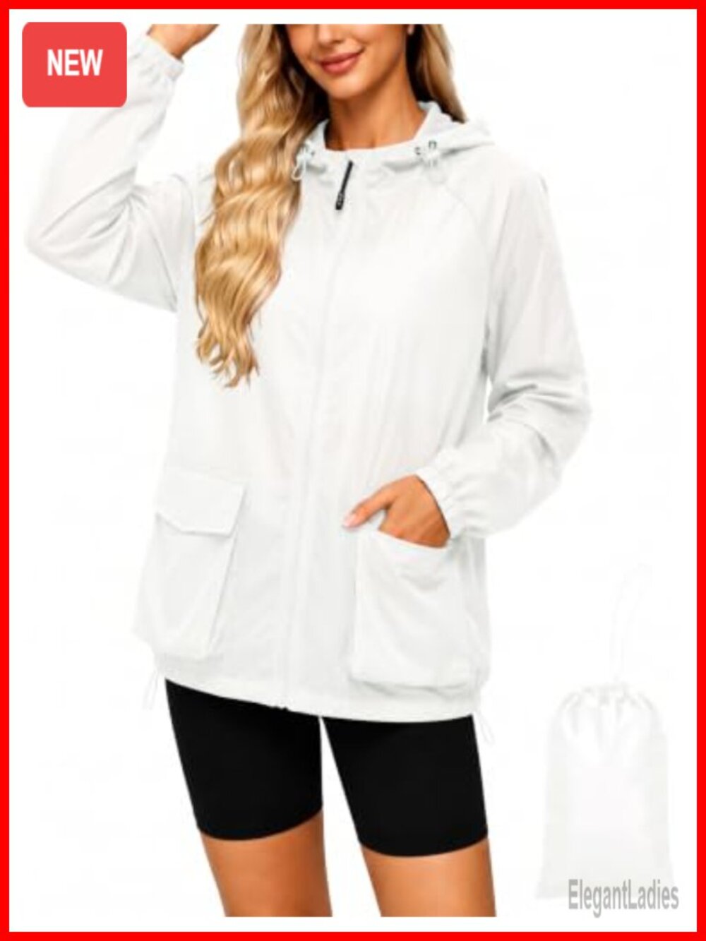 Lightweight Waterproof Hooded Rain Jacket Packable Windbreaker
